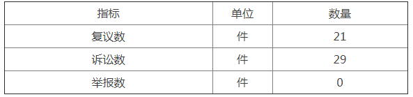 复议、诉讼及举报情况统计表